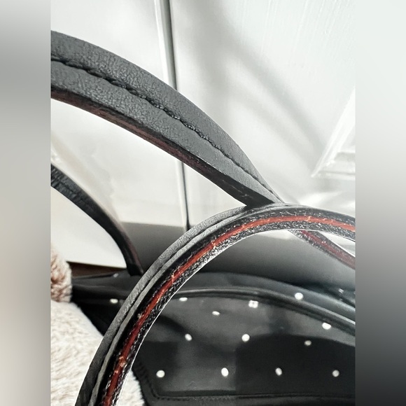 Kate Spade dog carrier leather straps and base black white polka dot icon dot - Picture 8 of 14